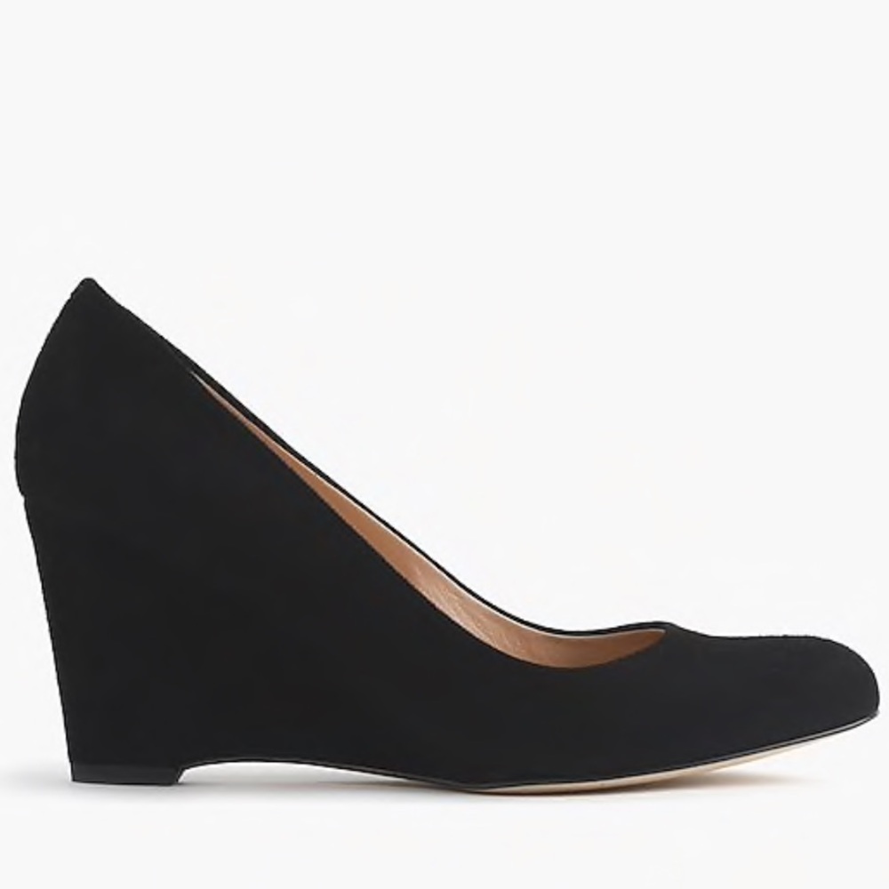 J. Crew Martina Black Suede Italian Wedges size 7